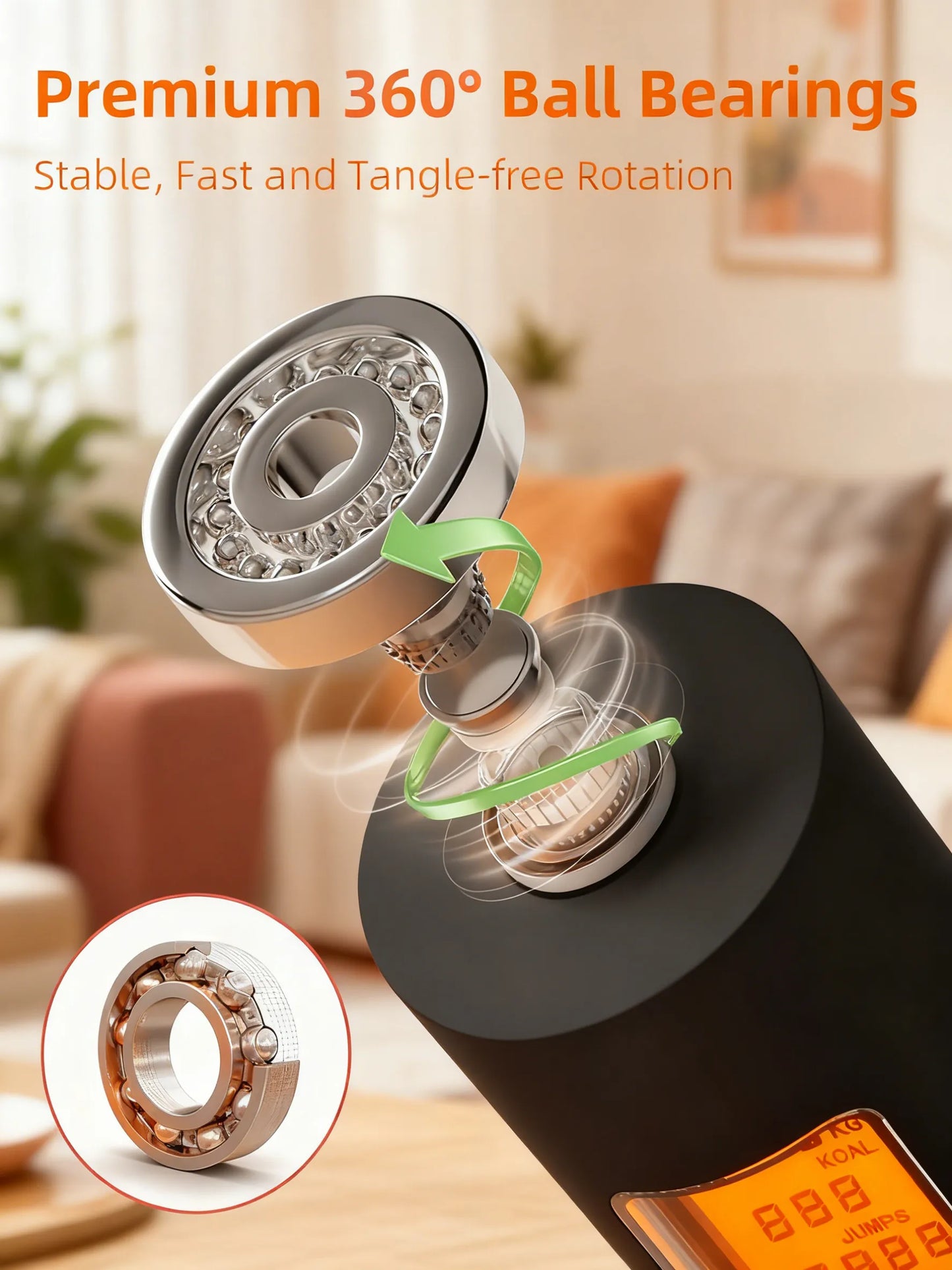 Cordless Jump Rope with Counter, LCD Display & Weighted Ball