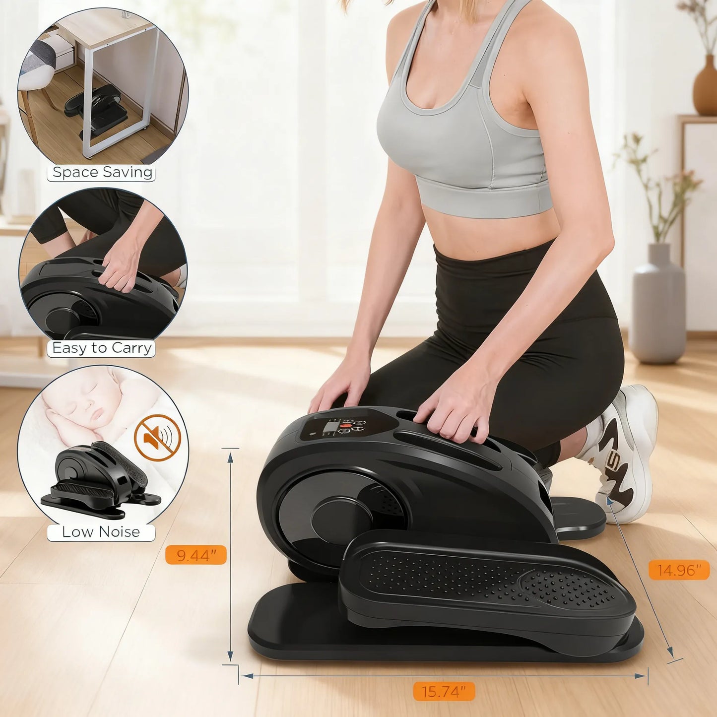 Mini Under Desk Elliptical, Electric with Remote & Quiet Operation