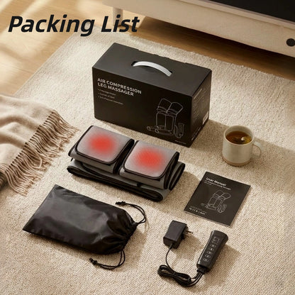 Heat Therapy Air Compression Leg Massager, 6 Modes, 3 Intensities for Foot, Calf & Leg Relief