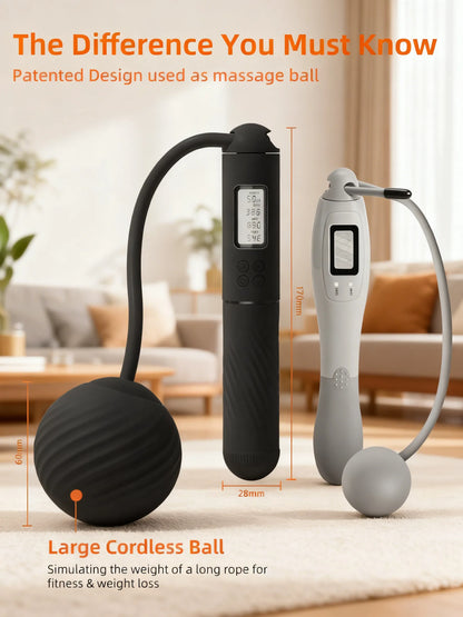 Cordless Jump Rope with Counter, LCD Display & Weighted Ball