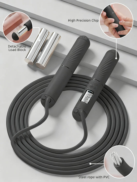 Cordless Jump Rope with Counter, LCD Display & Weighted Ball