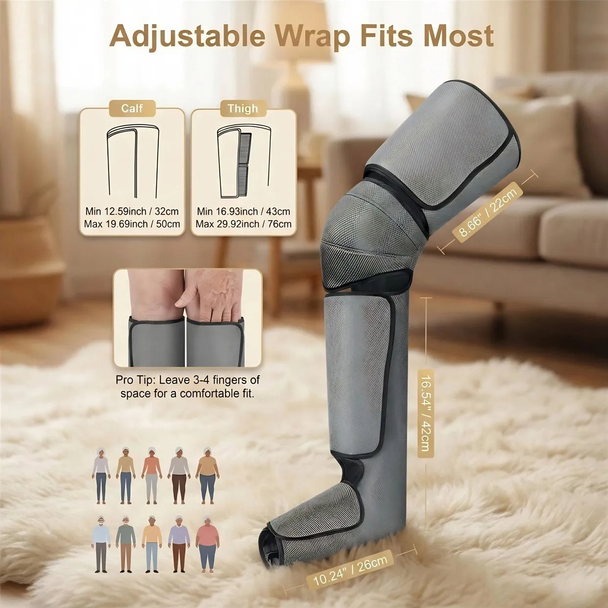 Heat Therapy Air Compression Leg Massager, 6 Modes, 3 Intensities for Foot, Calf & Leg Relief