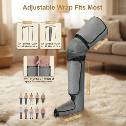 Heat Therapy Air Compression Leg Massager, 6 Modes, 3 Intensities for Foot, Calf & Leg Relief