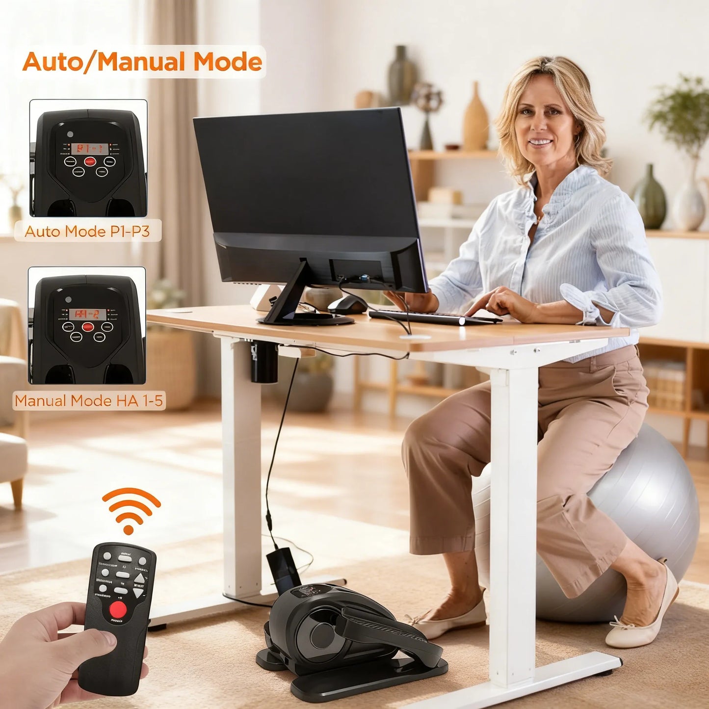 Mini Under Desk Elliptical, Electric with Remote & Quiet Operation