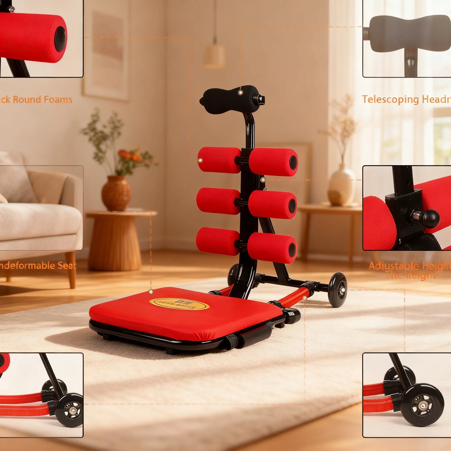 Portable Ab Trainer, Sit-Up Machine for Home Fitness